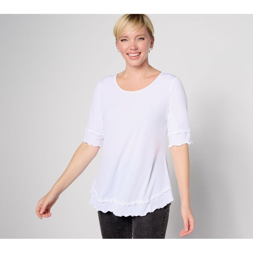 Liberare Women's Top Sz L Como Jersey Double Layered White A631456